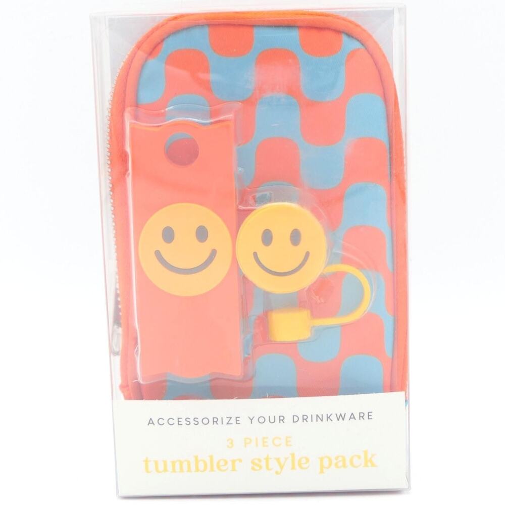 3 Piece Smiley Face Tumbler Fanny Pack Go Hands Free Holds Phone  Wallet Cards